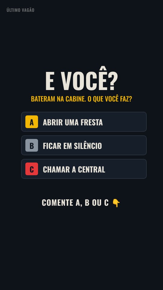 Tela "E você?" com as opções A, B e C